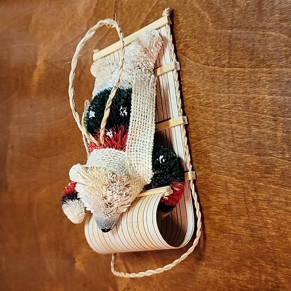 Pottery Barn polar bear toboggan sled ornament Christmas holiday tree large - Picture 2 of 8